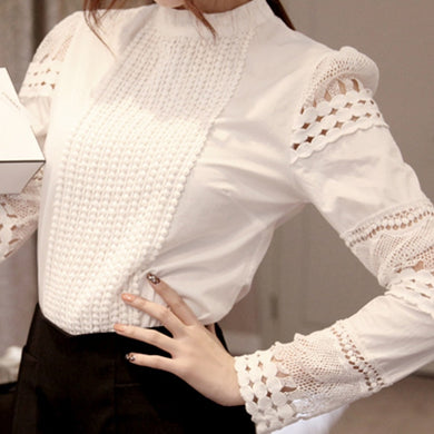 Lace Inset Long Sleeve Blouse