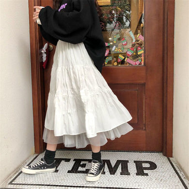 Long Tulle Midi Skirt with Mesh Tutu Layer