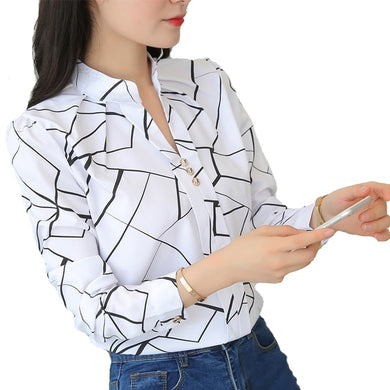 Button Up Long Sleeve Blouse