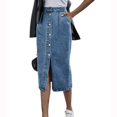 Button Up Jean Skirt
