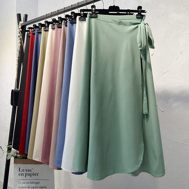 New Side Tie Wrap Skirt --Midi Length
