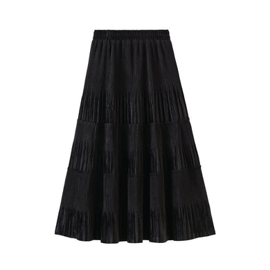 Vintage Long Velvet Pleated Skirt