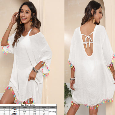 Swim Cover Up with Tassel Accents